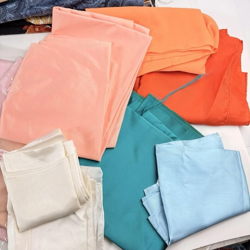 Vintage Pure Silk Habotai Scarf Fabric Lot Chiffon Satin Deadstock Y2K Craft Sew